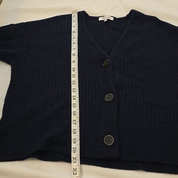 Madewell Cameron Ribbed Cardigan Sweater in Coziest Yarn- Navy Small small - Picture 7 of 10